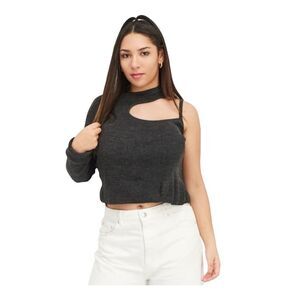 ASOS  Asymmetrical Neck One Shoulder Textured Crop Top, Grey NWT